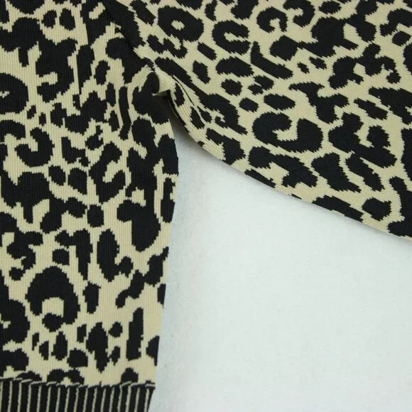 Palm Angels Long Sleeve Leopard Print Knitted Dress - FCM71